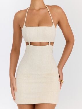 Mistress Rocks Butterscotch Cutout Halter Mini Dress Size XS